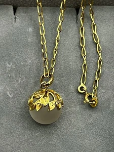 Lalique Paris Frosted Crystal Hollow Pendant Necklace 18k Vermeil & Silk Chain - Picture 1 of 17