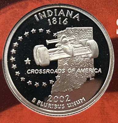 2002-S Indiana Silver Proof State Quarter 90% Silver From Proof Set - Image 1 of 2