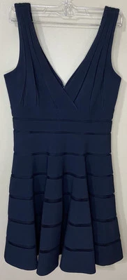 JS Collections Dress Women 8 Navy Blue Fit & Flare Mini Wedding Summer Party - Image 1 of 4