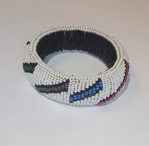 South Africa Vintage Oversized Handmade Beaded Bangle Bracelet 4in Across - Picture 1 of 7