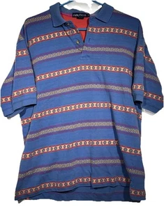 VTG Nautica MultiColor Southwest Aztec Design Polo Shirt Men's Medium Med EUC - Picture 1 of 6