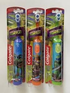 NEW (3) Colgate Teenage Mutant Ninja Turtle Power Toothbrush Orange/Green/Purple - Picture 1 of 5