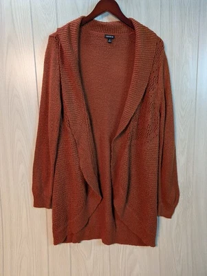 Torrid Open Front Cardigan Long Sweater Orange Knit Size 2 2X Long Sleeve - Image 1 of 4
