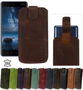 Nokia 8 Hülle Leder Tasche Suncase Schutz Kappe Cover Leder Etui in 16 Farben - Photo 1/19