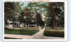 1920er Postkarte Blick auf die North Main Street Arnold Park St. Johnsbury VT Vermont - Bild 1 von 1