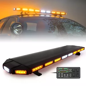 Barra de luz estroboscópica LED ámbar Xprite 48" panel de control de advertencia de emergencia - Imagen 1 de 7