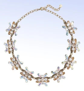 BAUBLEBAR Antiqued Gold-Tone FAYE Multi Crystal Cluster Collar Necklace - Picture 1 of 2