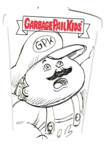 2014 S2 GARBAGE PAIL KIDS TRASH CAN SKETCH CARD MESSY MARIO LAYRON RARE - Picture 1 of 2