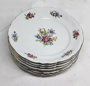 PLATOS DE ENSALADA/POSTRE WALBRZYCH 6 3/4" DE VINO - FLOR DE MEISEN - COMO NUEVO - 7 AVA - Imagen 1 de 3
