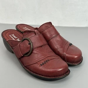 Cute Josef Seibel Clogs Womens Red Leather Mules W/ Buckle Detail Size 40/9 - Picture 1 of 10