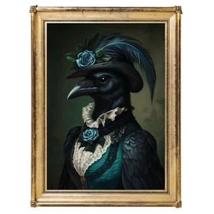 Lady Raven Print – Victorian Gothic Bird Art – Whimsical Crow Wall Decor - Picture 1 of 9