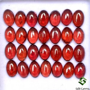 Garnet Rojo Natural Ovalado Cabochón 6x4 Mm Lote 32 Pcs 22.73 CTS Gemas Sueltas - Picture 1 of 4