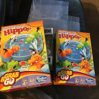 Game Travel HUNGRY HUNGRY HIPPOS Family Frenzied Marble Chomping Portable S4 - Image 1 of 2