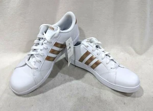 adidas Baseline K White/Copper Girl's Sneakers - Size 7 NWB AQ0783 - Picture 1 of 7