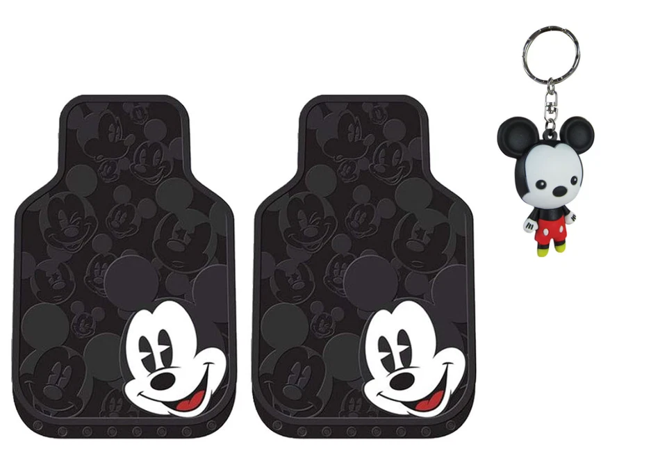 New 3PCS Mickey Mouse Expression Car Truck Suv Front Rubber Floor Mats Keychain Foto 1 de 2