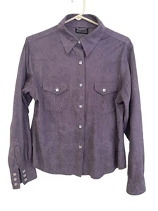 Outback Trading Co Micro Suede Western Shirt Lila Blumen Damen Größe M - Bild 1 von 7