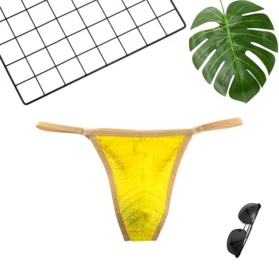 Calcinha fio dental masculina de renda fina com fivela sexy cintura baixa - Imagem 1 de 4