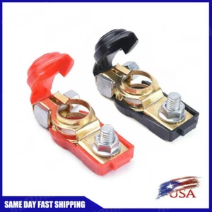 2 Car Battery Terminal Connector Top POST Positive Negative Heavy Duty Universal - Picture 1 of 13