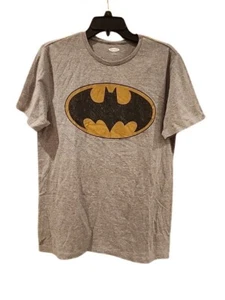 New DC Comics Distressed Batman Logo Mens Medium Soft Light Heather Grey Tee - Picture 1 of 3