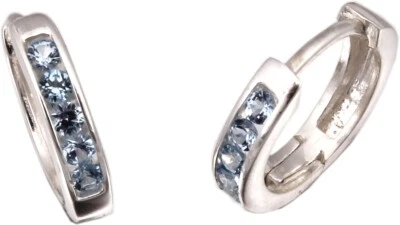 Orecchini ad Anello Sint. Acquamarina Argento 925 Argento Sterling Qualità - Immagine 1 di 3