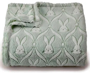 Easter Bunnies Pastel Green Soft Plush Throw Blanket 5' x 6 ft -The Big One -New - Picture 1 of 2