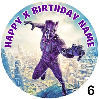 The Black Panther Cake Topper Decoration Personalised Round Circle Edible Icing - image 1 of 4