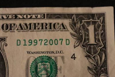 [FEB 7, 1997]  ONE DOLLAR FANCY BIRTHDAY NOTE  SN  D 19972007 D - Image 1 of 3