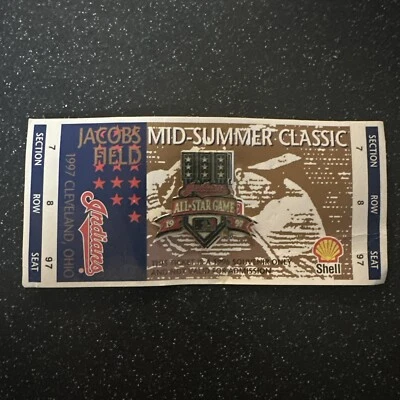 MLB All-Star Game 1997 Hat Lapel Pin Clevland Indians Script Jacobs Field - Image 1 of 4