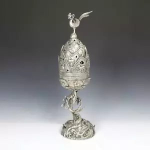 ANTIQUE CHINESE QING CENSER LU INCENSE WHITE BRONZE PHOENIX DRAGON CHINA 19TH C. - Picture 1 of 8