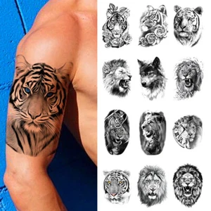 Large Temporary Body Art Arm Tattoo Sticker Sleeve Man Women Waterproof USA ) - Picture 1 of 28
