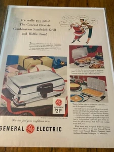 Parrilla sándwich vintage 1952 General Electric Santa con anuncio de Navidad de ama de casa - Imagen 1 de 1