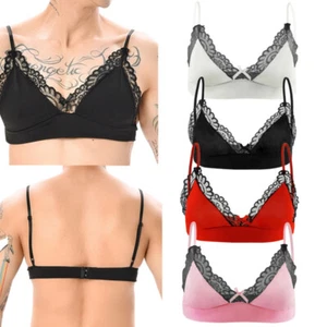 Men's Sissy Cross Dresser Crop Top Male Lingerie Camisole Bra Tops AU - Picture 1 of 20