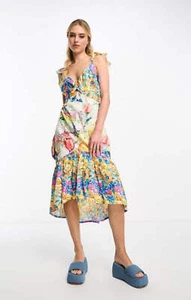 Hope & Ivy Womens Twist Front High Low Midi Dress In Bright Floral RRP £80 - Picture 1 of 16