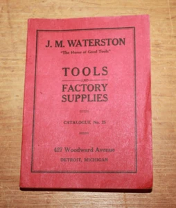 Original Vintage J.M. Waterston TOOLS FACTORY SUPPLIES CATALOGUE NO. 25 - Picture 1 of 2