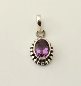 Synthetic Alexandrite Pendant Color Change 925 Silver Faceted Beauty - Picture 1 of 5
