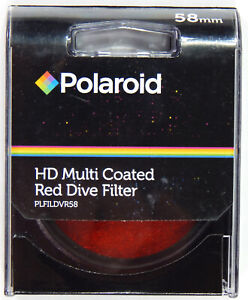 POLAROID 58mm HD MULTI COATED RED DIVE FILTER PLFILDVR58 UNDERWATER COLOR