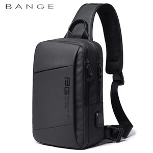 Borsa a tracolla BANGE da uomo messenger viaggio breve antifurto petto confezione + porta USB - Foto 1 di 14