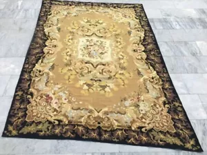 Vintage French Style Aubusson Rug Needlepoint Handmade Rug 6x8 ft Free Ship - Picture 1 of 11