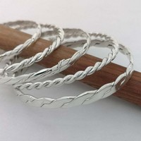 905 Sterling Silver Set of 5 Bangles Stacking Bangle Set Stacking Bracelet