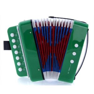🎁Great Gift🎁 Accordion Classic Green 7 Button 3 Bass Kid Music Instrument - Picture 1 of 2