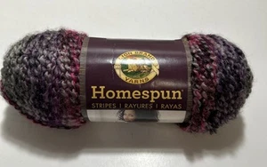 Lion Brand HOMESPUN STRIPES Garn EDELSTEINSTREIFEN #222 grau fuchsia lila 6 Unzen - Bild 1 von 10