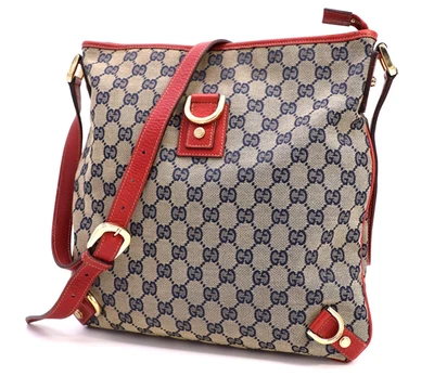 Gucci-Abbey Crossbody Shoulder Bag Purse GG Canvas 131326 Red Medium Authentic - Image 1 of 4