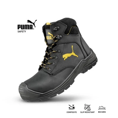 Puma Safety Borneo Black Mid S3 Sicherheitsstiefel Arbeitsschuhe Schuhe Stiefel
