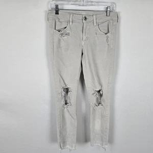 American Eagle Jegging Women's 8 Crop Super Stretch Distressed Light Wash - Picture 1 of 17