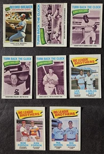 1977 Topps baseball card lot (8)-EX Turn Back The Clock, BL Brother, RB - Picture 1 of 2