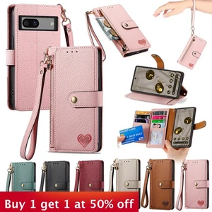 Para Google Pixel 9 8 7 6 A Pro XL Teléfono Cubierta Abatible Cuero Amor Billetera Estuche Nuevo - Imagen 1 de 11