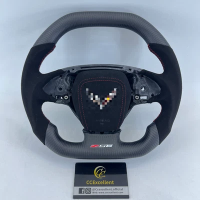 Volante de fibra de carbono con moldura para Chevrolet Corvette C7 2014-2019 Z06 Foto 1 de 4