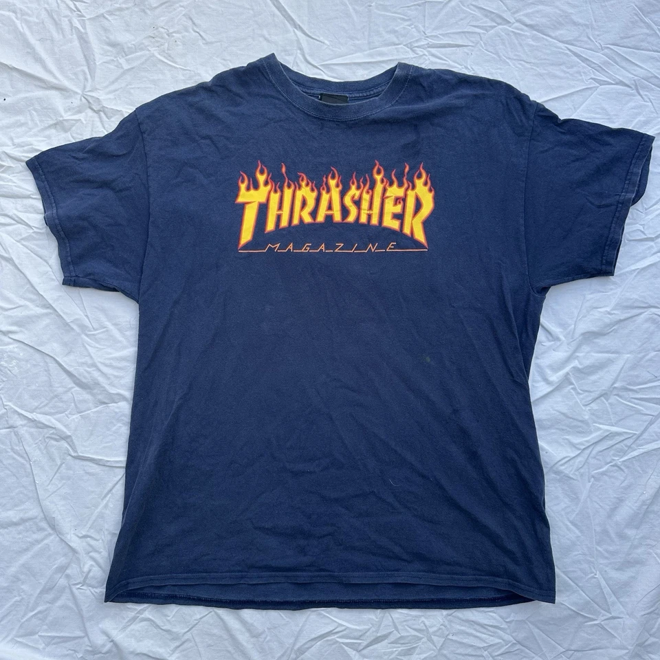 Thrasher Magazine Flame Logo Tee Black Med Skate Streetwear - image 1 of 3