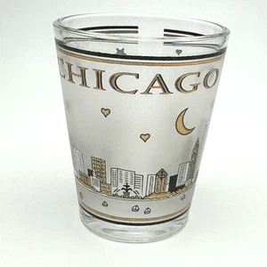 Chicago Skyline Shot Glass paisaje esmerilado, edificios y barcos - Imagen 1 de 6