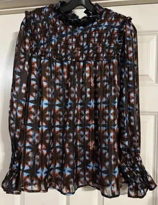 Elan For Saks Fifth Avenue Ambrosia Yugo Calado Talla M Manga Larga Puño con Volantes  Foto 1 de 4